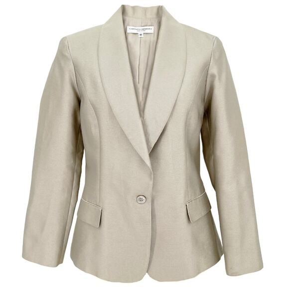 CAROLINA HERRERA Wool Silk Blend Shawl Lapel Jacket Blazer 10L